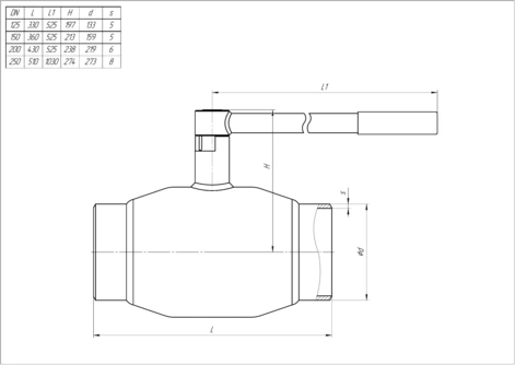 Кран шаровый LD КШЦП Gas 125.025.П/П.03. из стали 09Г2С Ду125 Ру25 МПа в Красноярске